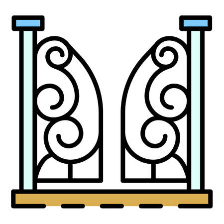 Anvil gate icon. Outline anvil gate vector icon color flat isolated on whiteのイラスト素材