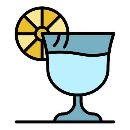 Whiskey cocktail icon. Outline whiskey cocktail vector icon color flat isolated on whiteのイラスト素材