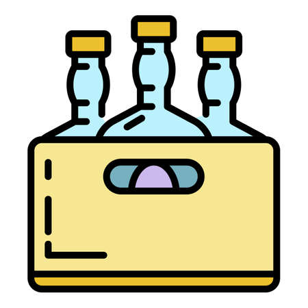 Whiskey bottle box icon. Outline whiskey bottle box vector icon color flat isolated on whiteのイラスト素材