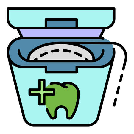 Floss box icon. Outline floss box vector icon color flat isolated on whiteのイラスト素材