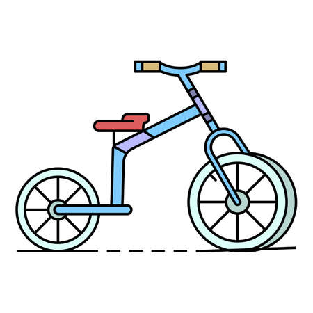 Tricycle icon. Outline tricycle vector icon color flat isolated on whiteのイラスト素材