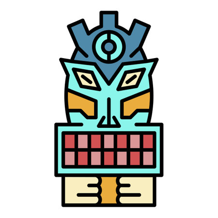 Tiki idol icon. Outline tiki idol vector icon color flat isolated on whiteのイラスト素材