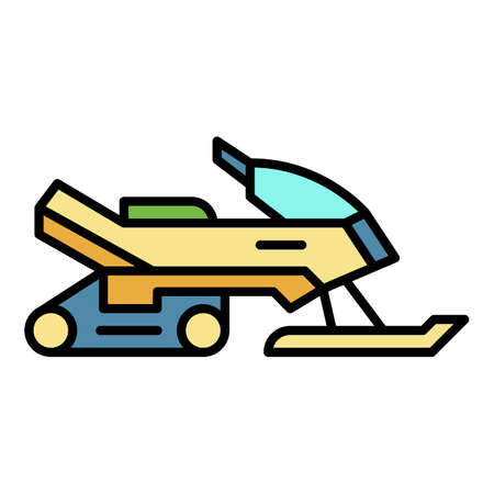 Snowmobile icon. Outline snowmobile vector icon color flat isolated on whiteのイラスト素材