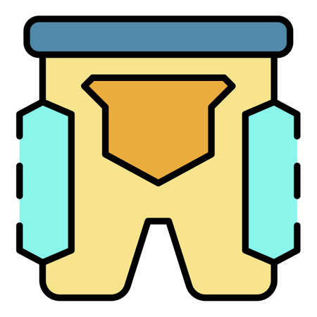 Ski shorts icon. Outline ski shorts vector icon color flat isolated on whiteのイラスト素材
