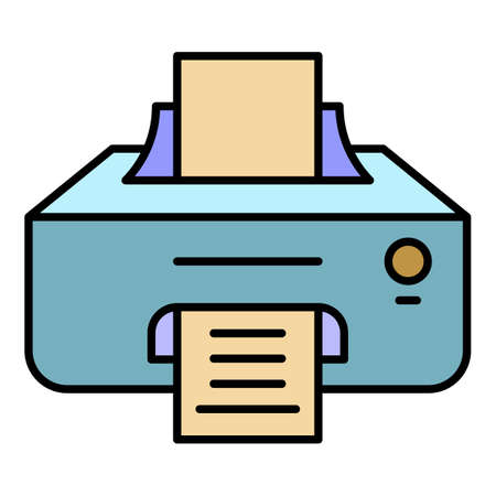 Ink printer icon. Outline ink printer vector icon color flat isolated on whiteのイラスト素材
