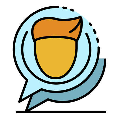 Webinar chat bubble icon. Outline webinar chat bubble vector icon color flat isolated on whiteのイラスト素材
