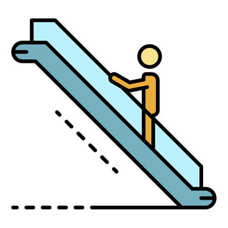 Man up escalator icon. Outline man up escalator vector icon color flat isolated on whiteのイラスト素材