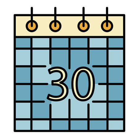 Paper calendar icon. Outline paper calendar vector icon color flat isolated on whiteのイラスト素材