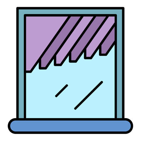 Window shade icon. Outline window shade vector icon color flat isolated on whiteのイラスト素材