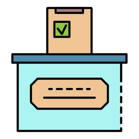 Ballot box icon. Outline ballot box vector icon color flat isolated on whiteのイラスト素材