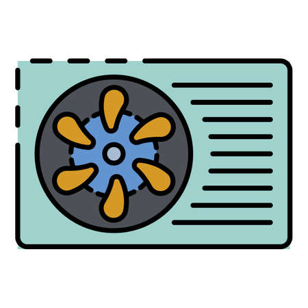 Outdoor conditioner icon. Outline outdoor conditioner vector icon color flat isolated on whiteのイラスト素材