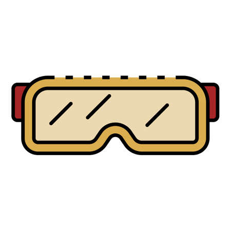 Snowboarding glasses icon. Outline snowboarding glasses vector icon color flat isolated on whiteのイラスト素材