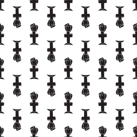 Bird on grave cross pattern seamless background texture repeat wallpaper geometric vectorのイラスト素材