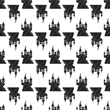 Scary halloween castle pattern seamless background texture repeat wallpaper geometric vectorのイラスト素材