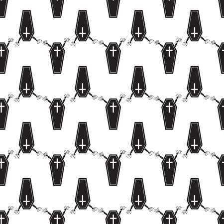 Halloween coffin pattern seamless background texture repeat wallpaper geometric vectorのイラスト素材