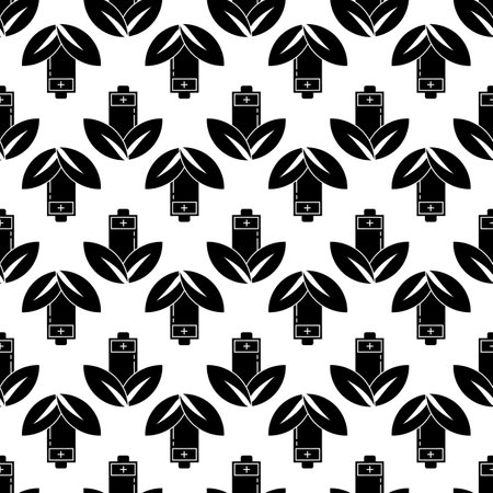 Eco leaf battery pattern seamless background texture repeat wallpaper geometric vectorのイラスト素材