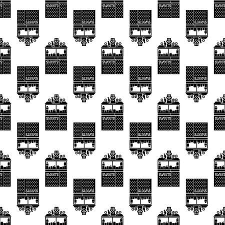 Street candy kiosk pattern seamless background texture repeat wallpaper geometric vectorのイラスト素材