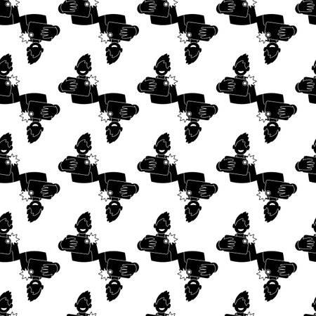 Boy take a selfie pattern seamless background texture repeat wallpaper geometric vectorのイラスト素材