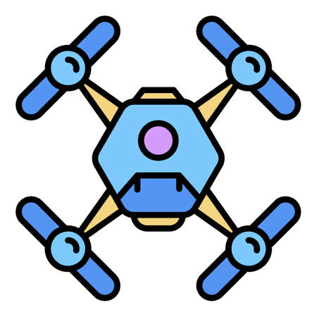 Quad-copter icon. Outline quad-copter vector icon color flat isolatedのイラスト素材