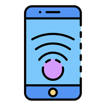 Smartphone drone location icon. Outline smartphone drone location vector icon color flat isolatedのイラスト素材