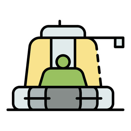 Farm excavator icon. Outline farm excavator vector icon color flat isolatedのイラスト素材