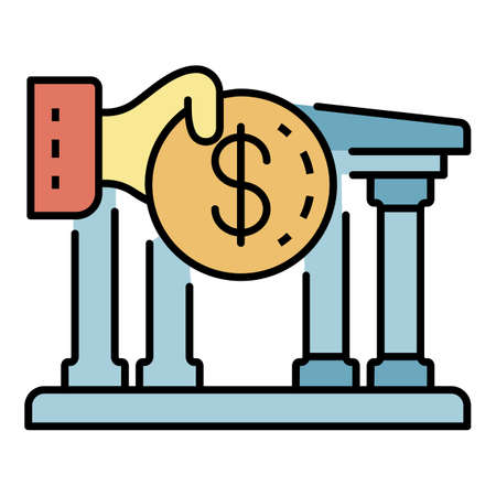 Deposit money bank icon. Outline deposit money bank vector icon color flat isolatedのイラスト素材