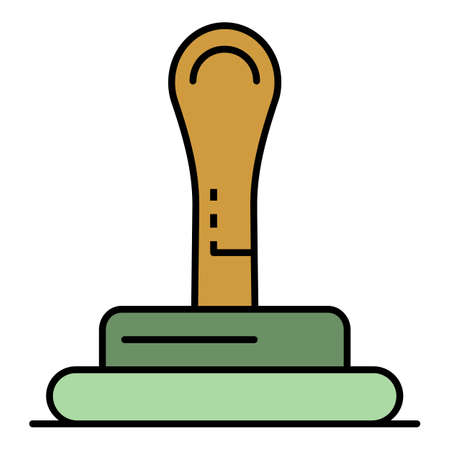 Wood stamp icon. Outline wood stamp vector icon color flat isolatedのイラスト素材