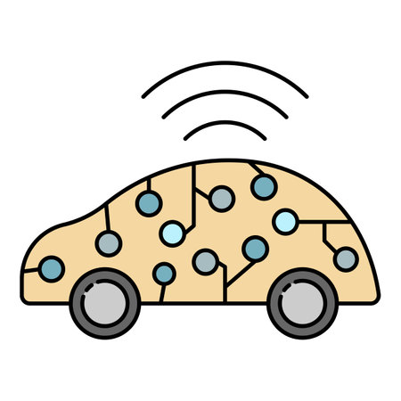 Ai smart car icon. Outline ai smart car vector icon color flat isolatedのイラスト素材