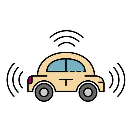 City driver-less car icon. Outline city driver-less car vector icon color flat isolatedのイラスト素材