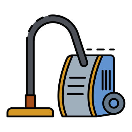Old vacuum cleaner icon. Outline old vacuum cleaner vector icon color flat isolatedのイラスト素材