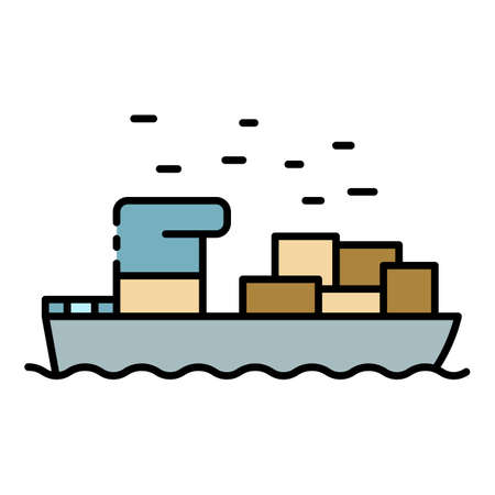 Marine parcel delivery icon. Outline marine parcel delivery vector icon color flat isolatedのイラスト素材