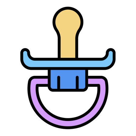 Toy pacifier icon. Outline toy pacifier vector icon color flat isolatedのイラスト素材