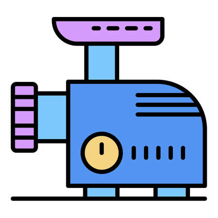 Electric meat grinder icon. Outline electric meat grinder vector icon color flat isolatedのイラスト素材