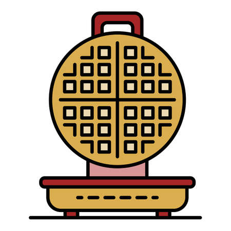 Kitchen waffle-iron icon. Outline kitchen waffle-iron vector icon color flat isolatedのイラスト素材