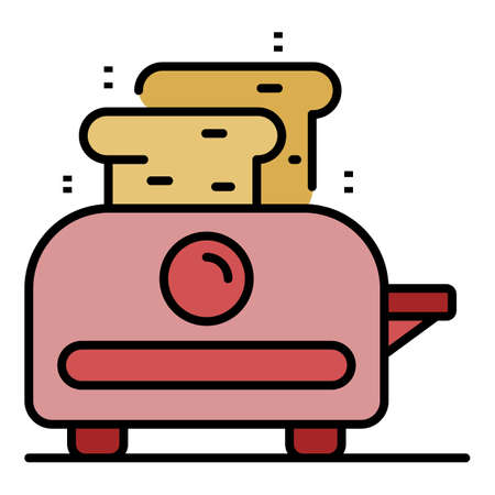 House toaster icon. Outline house toaster vector icon color flat isolatedのイラスト素材