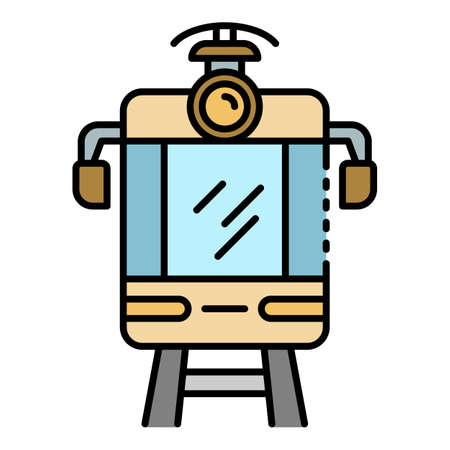 Tram car icon. Outline tram car vector icon color flat isolatedのイラスト素材