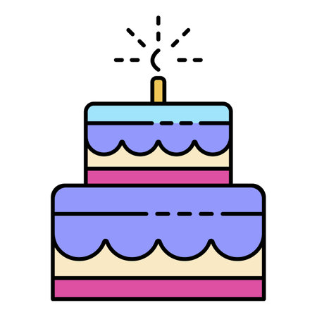 Celebration birthday cake icon. Outline celebration birthday cake vector icon color flat isolatedのイラスト素材
