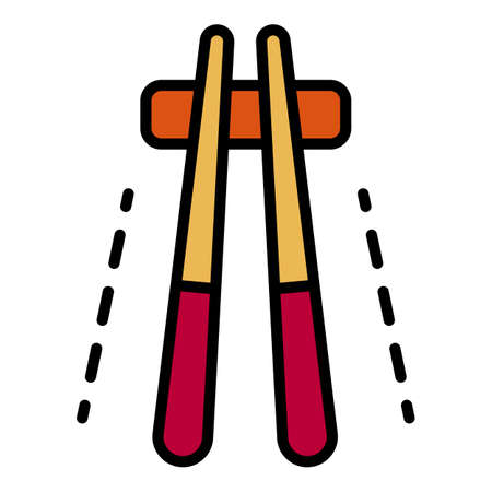 Sushi wood sticks icon. Outline sushi wood sticks vector icon color flat isolatedのイラスト素材