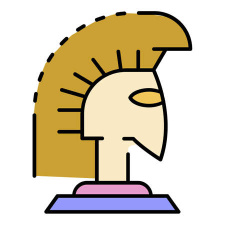 Greek helmet icon. Outline greek helmet vector icon color flat isolatedのイラスト素材