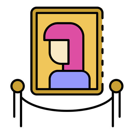 Museum woman picture icon. Outline museum woman picture vector icon color flat isolated
