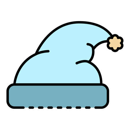 Santa hat icon. Outline santa hat vector icon color flat isolatedのイラスト素材