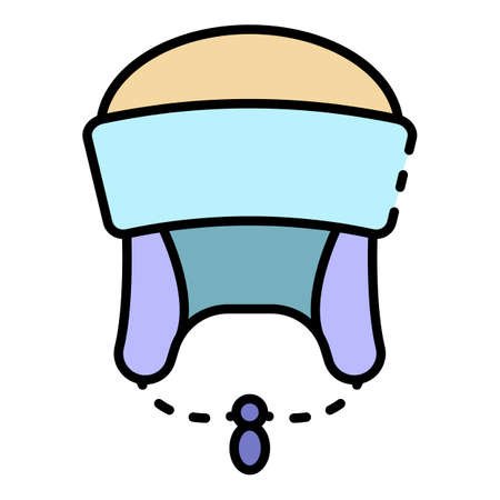 Man winter hat icon. Outline man winter hat vector icon color flat isolatedのイラスト素材