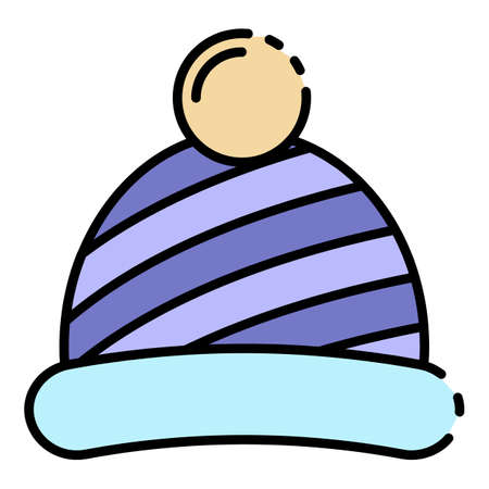 Kid winter headwear icon. Outline kid winter headwear vector icon color flat isolatedのイラスト素材