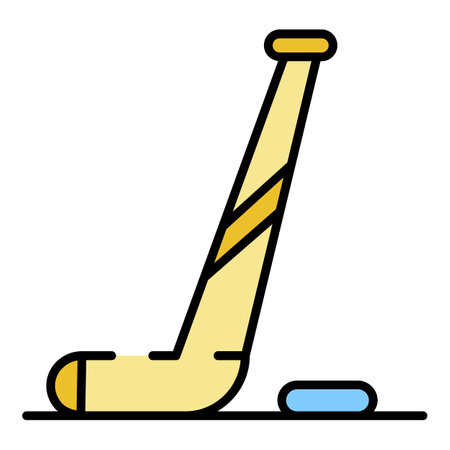 Ice hockey stick icon. Outline ice hockey stick vector icon color flat isolatedのイラスト素材