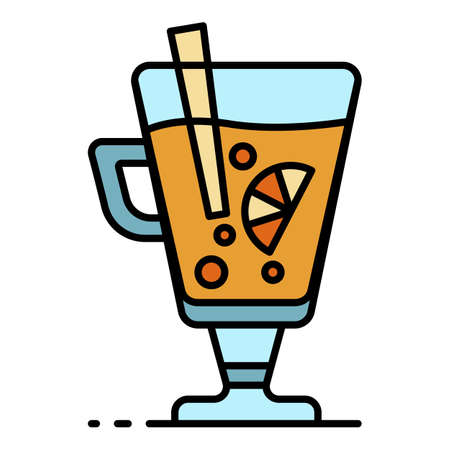 Mulled wine icon. Outline mulled wine vector icon color flat isolatedのイラスト素材
