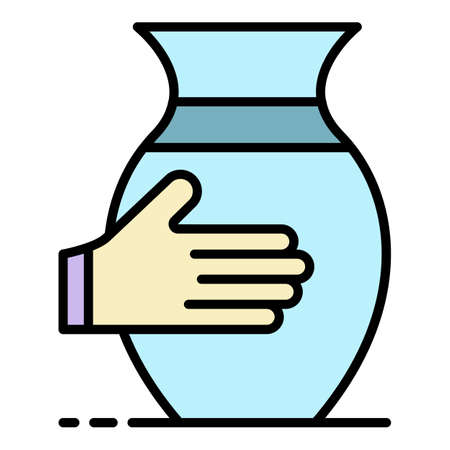 Potters jug icon. Outline potters jug vector icon color flat isolatedのイラスト素材