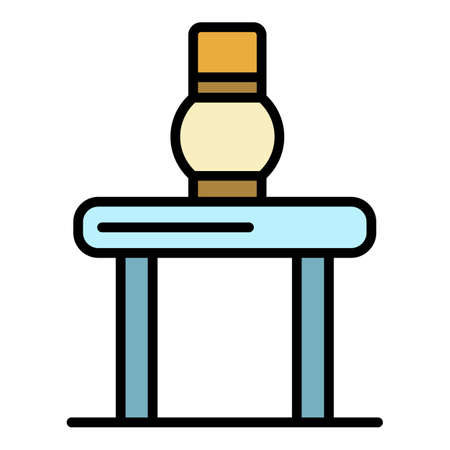 Potter jug on table icon. Outline potter jug on table vector icon color flat isolatedのイラスト素材
