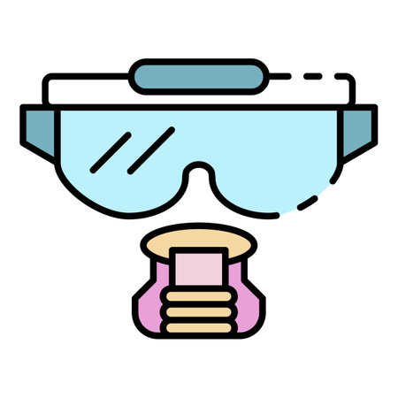 Snorkeling mask icon. Outline snorkeling mask vector icon color flat isolatedのイラスト素材