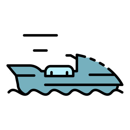 Water bike icon. Outline water bike vector icon color flat isolatedのイラスト素材