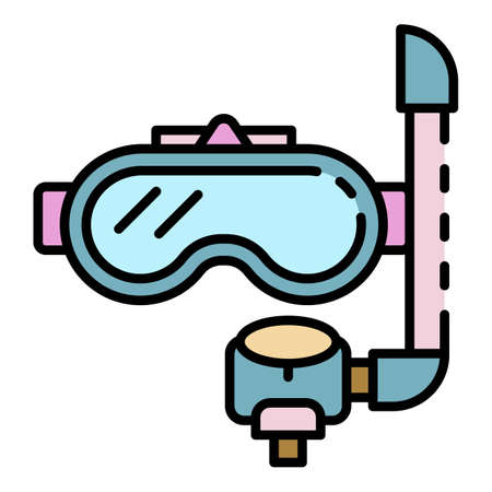 Underwater mask icon. Outline underwater mask vector icon color flat isolatedのイラスト素材